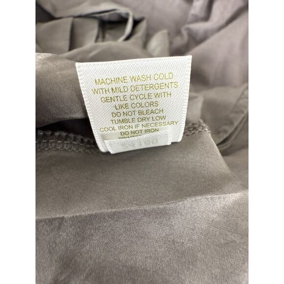 Garnet Hill Size XL Stretch Silk Tie Front Knee Length Wrap Dress Gray V Neck - Picture 9 of 10